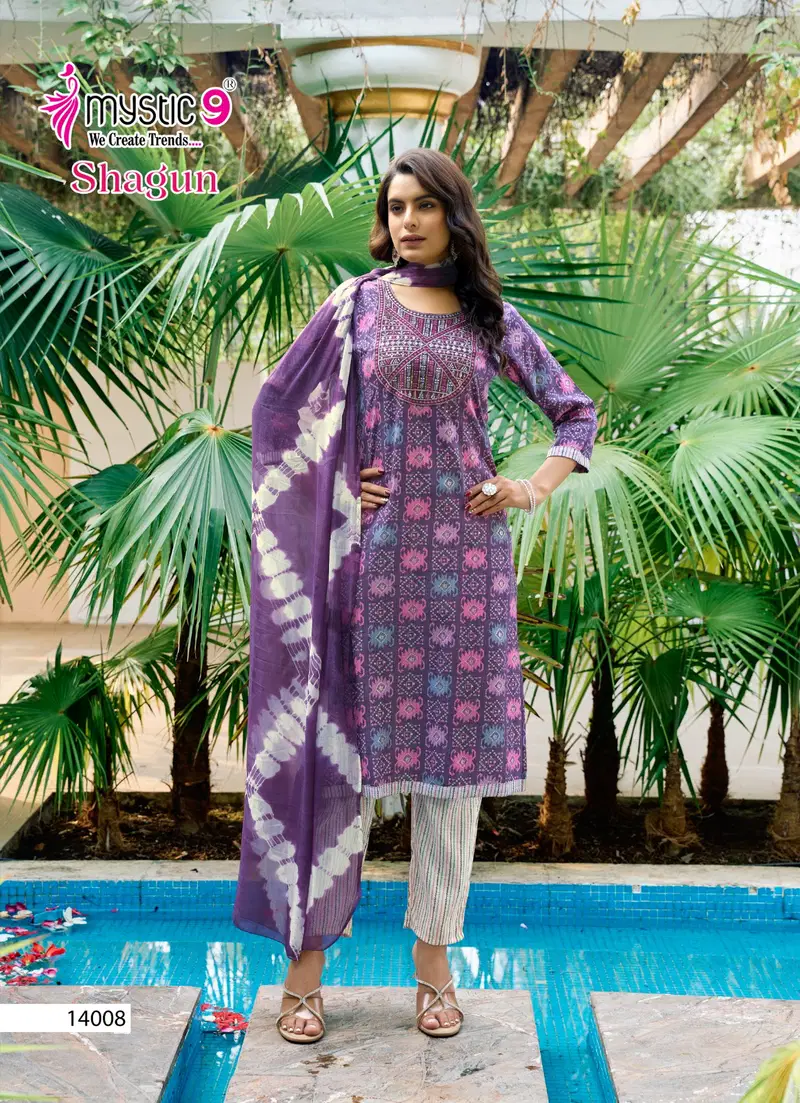 Mystic 9 Shagun Vol 14 Rayon Kurti Bottom With Dupatta Collection